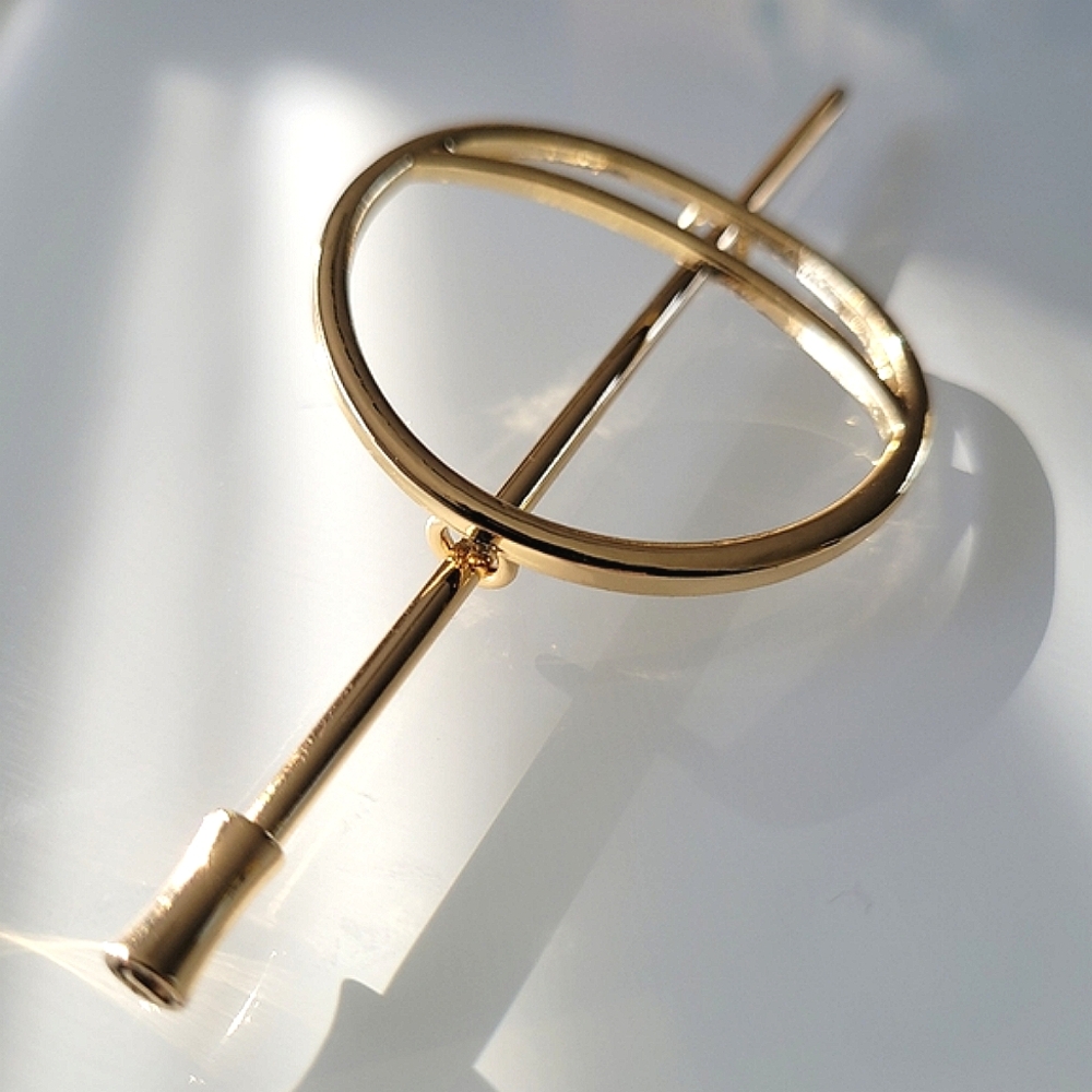 Gold Tone Circle Hair Stick Pin Barrette